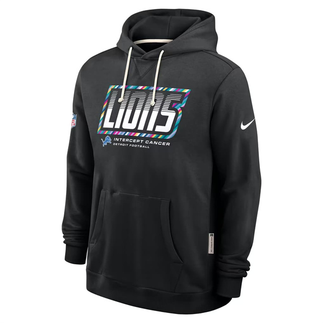Men's Detroit Lions Black 2026 Crucial Catch Sideline Standard Issue Dri-FIT Pullover Hoodie